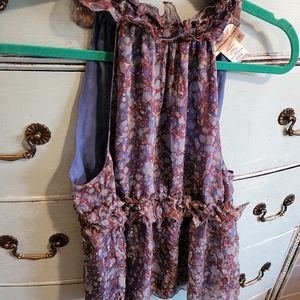 Max Studio Silk Ruffle Top XS